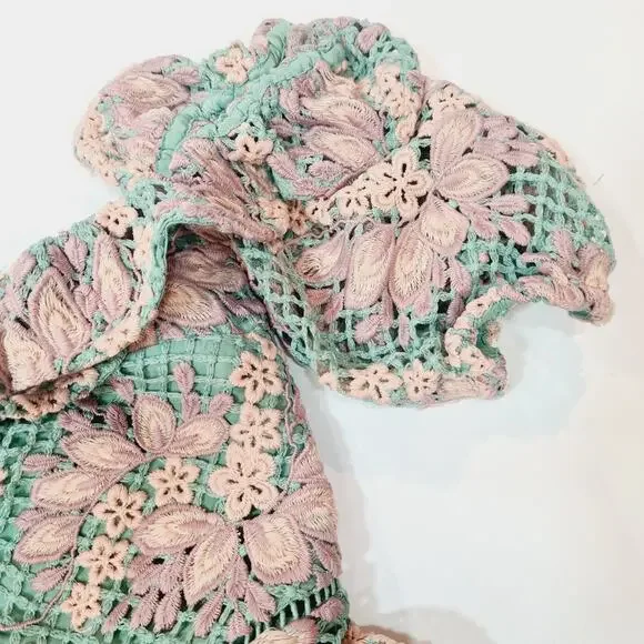 Lovers and Friends Midvale Mini Dress in Green & Pink Large